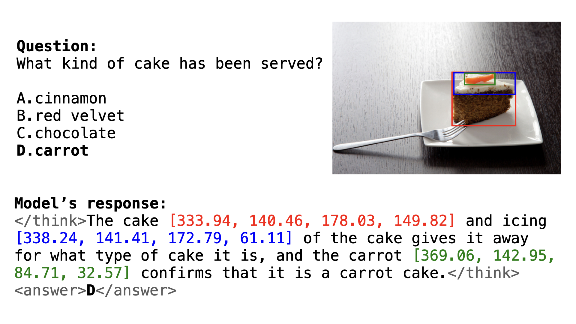 Multimodal-to-text reasoning with bounding boxes